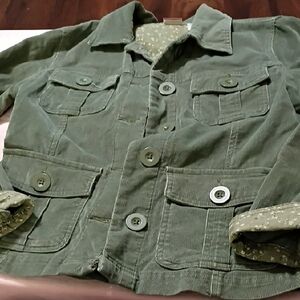 Y2K No Boundaries Olive Corduroy Jacket with Floral Lining